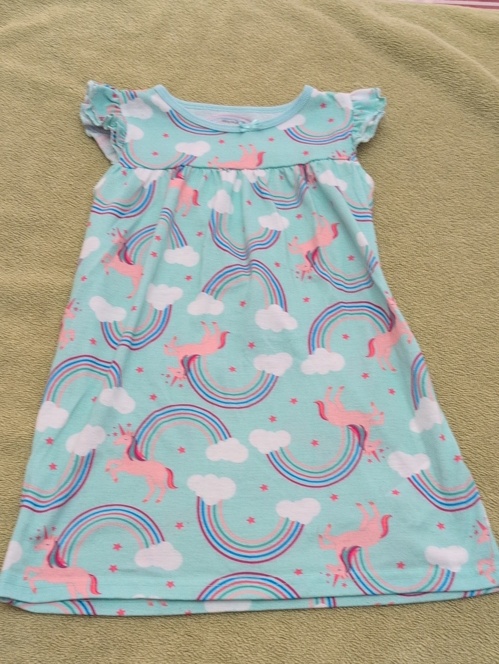 Simple Joys Mint and Pink Unicorn Rainbow Nightgown
